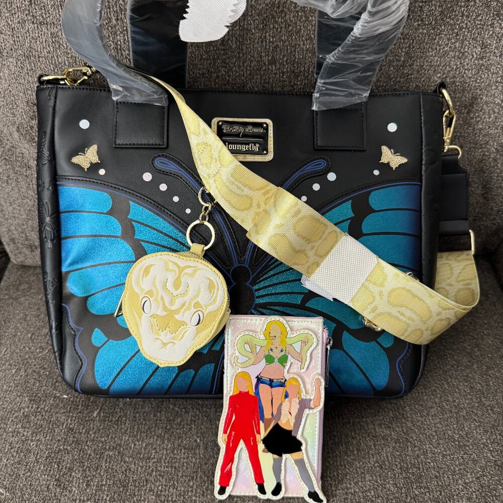 BNWT Loungefly Britney Spears Butterfly Tote & Matching Card Holder
